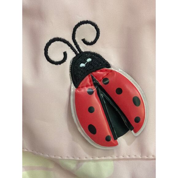 FoxFire For Kids Rain Jacket Coat 4T Pink Childrens Ladybug Daisies Lined Hooded - Picture 3 of 6